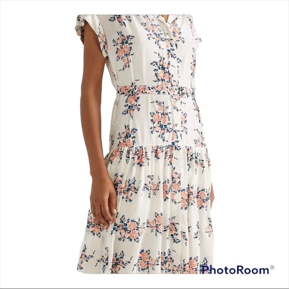 NWT VERONICA BEARD 100% Silk White Floral Meagan Midi Dress Size 2 - Picture 2 of 10